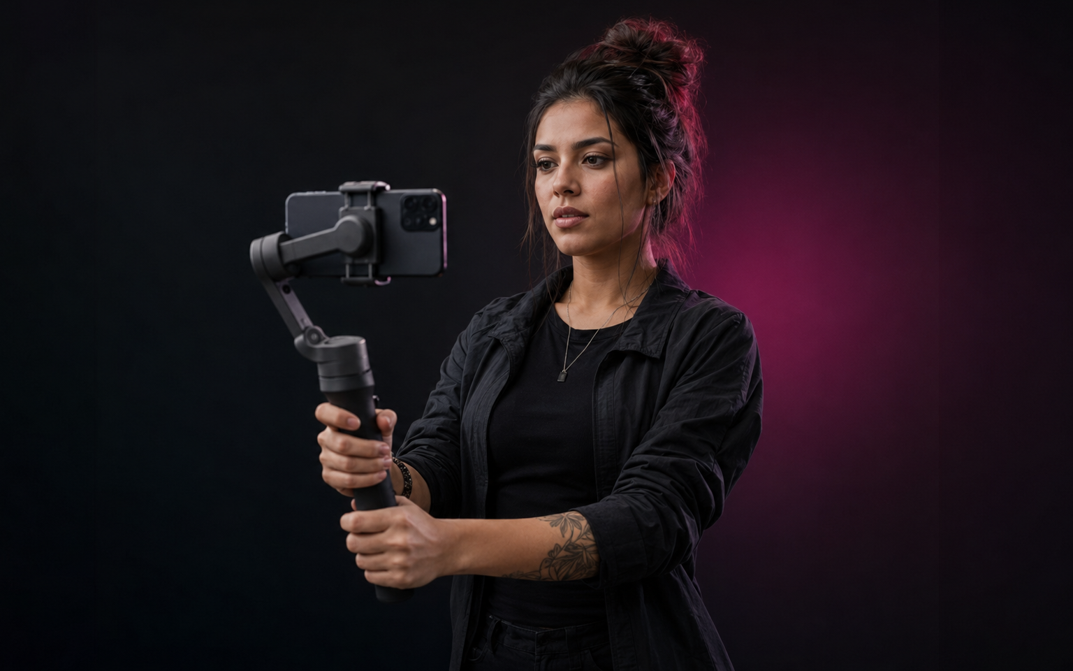 Jovens produzindo vídeo profissional com celular